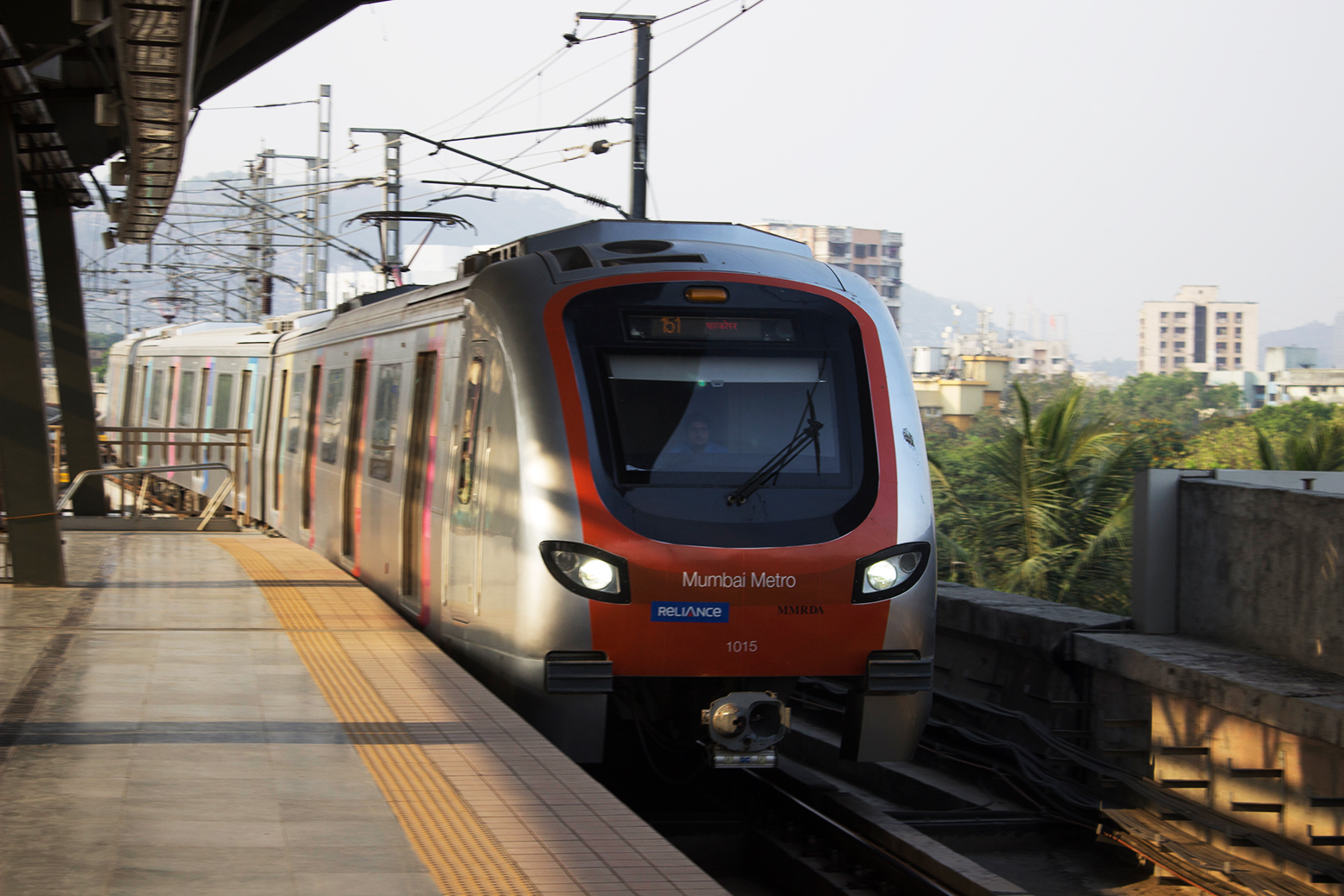 Mumbai Metro Train arriving